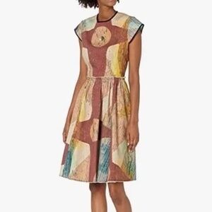 NWT MakingTheCut Gary Graham Multicolor Carnival Painting Fit & Flare Dress Sz S